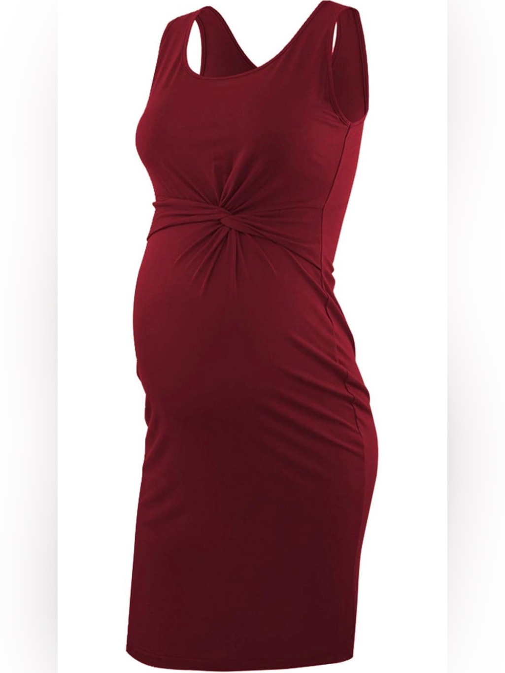 Burgundy Red Sleeveless Maternity Bodycon Dress Medium